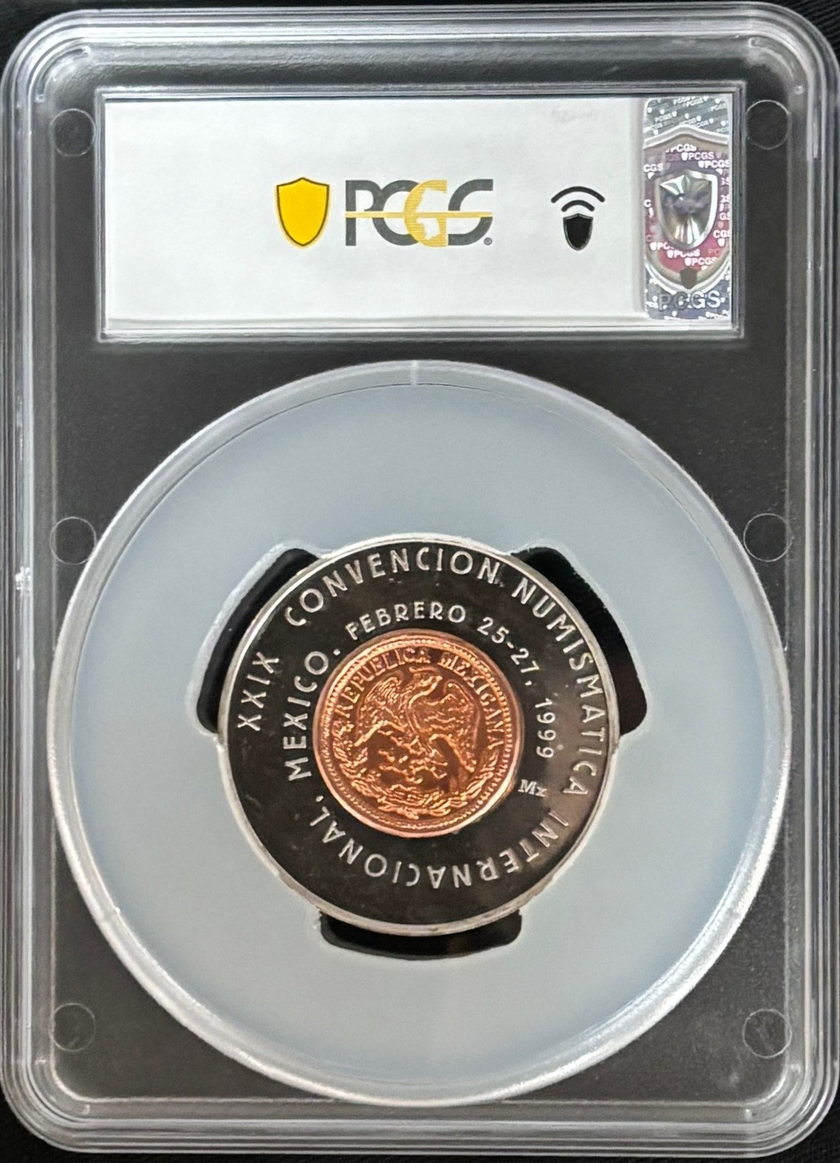 Medals & Tokens  Mexican Coins Medals & Tokens 29th Numismatic Convention Bi-Metallic Medal 1999 Mx PCGS SP68 0131732 Medals & Tokens 29th Numismatic Convention Bi-Metallic Medal 1999 Mx PCGS SP68 0131732Medals & Tokens 29th Numismatic Convention Bi-Metallic Medal 1999 Mx PCGS SP68 0131732 - Image 2