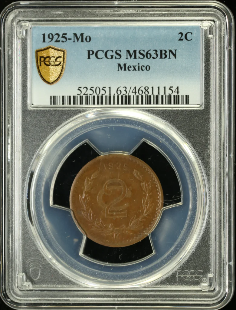 2 Centavo Mexican Coins Modern Silver & Minors Modern Silver & Minors 2 Centavo 1925 Mo PCGS MS63BN 0132300 Modern Silver & Minors 2 Centavo 1925 Mo PCGS MS63BN 0132300