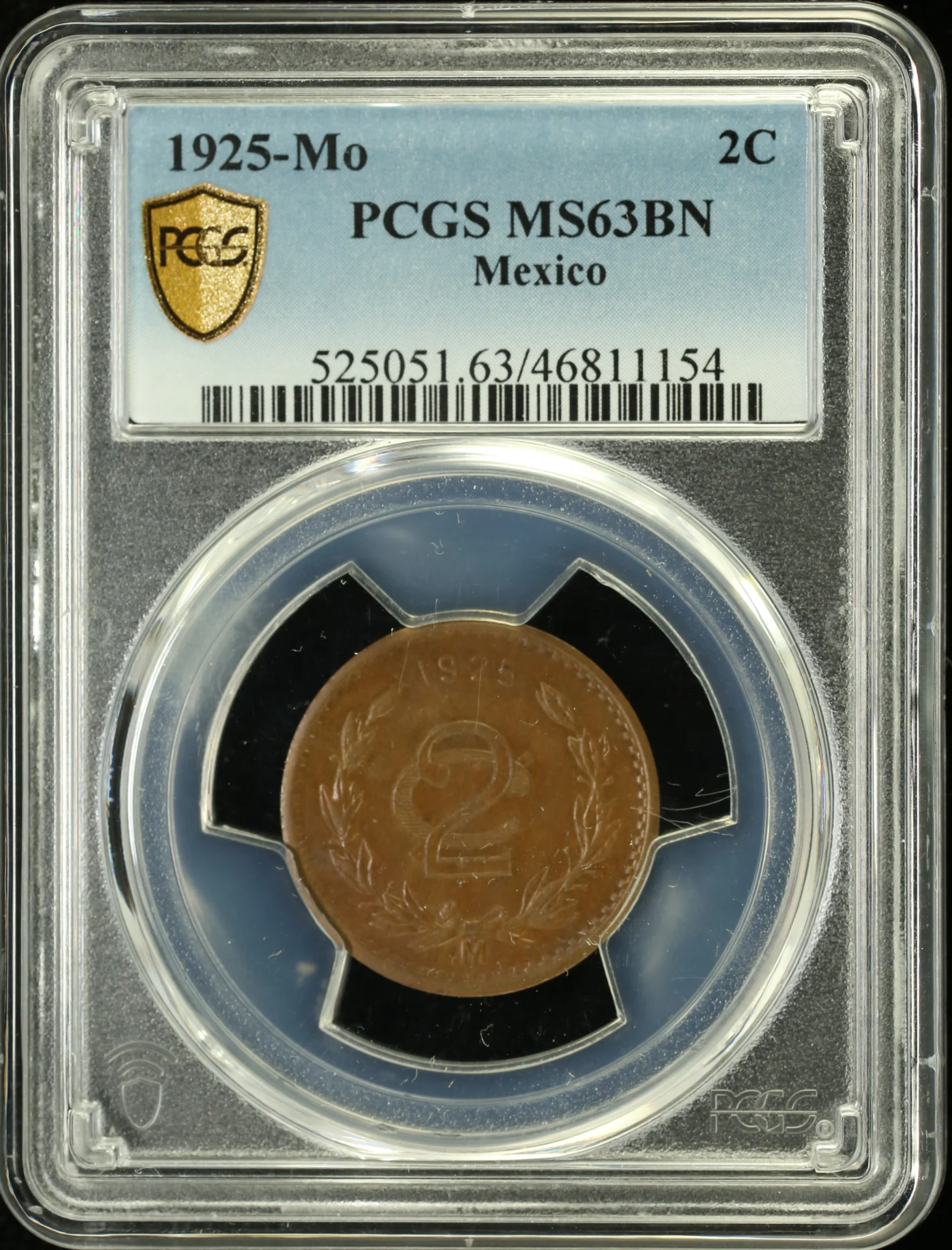 2 Centavo Mexican Coins Modern Silver & Minors Modern Silver & Minors 2 Centavo 1925 Mo PCGS MS63BN 0132300 Modern Silver & Minors 2 Centavo 1925 Mo PCGS MS63BN 0132300