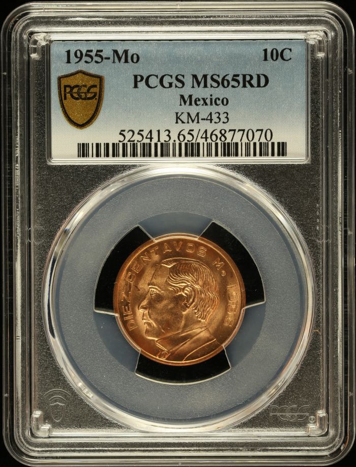 Modern Silver & Minors 10 Centavo 1955 Mo PCGS MS65RD 0132793Modern Silver & Minors 10 Centavo 1955 Mo PCGS MS65RD 0132793