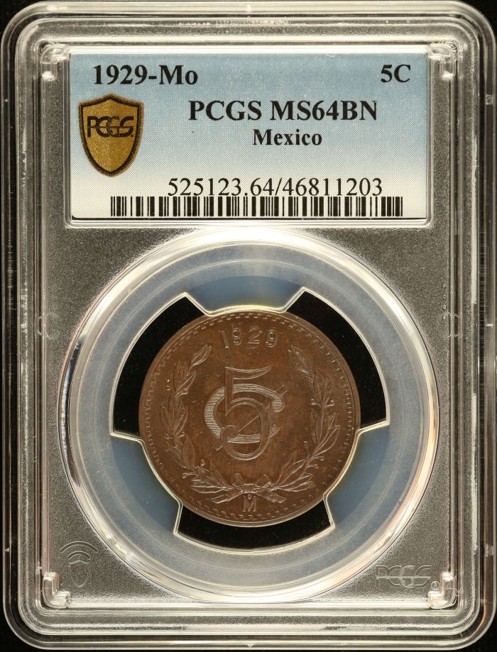 Modern Silver & Minors 5 Centavo 1929 Mo PCGS MS64BN 0132343Modern Silver & Minors 5 Centavo 1929 Mo PCGS MS64BN 0132343