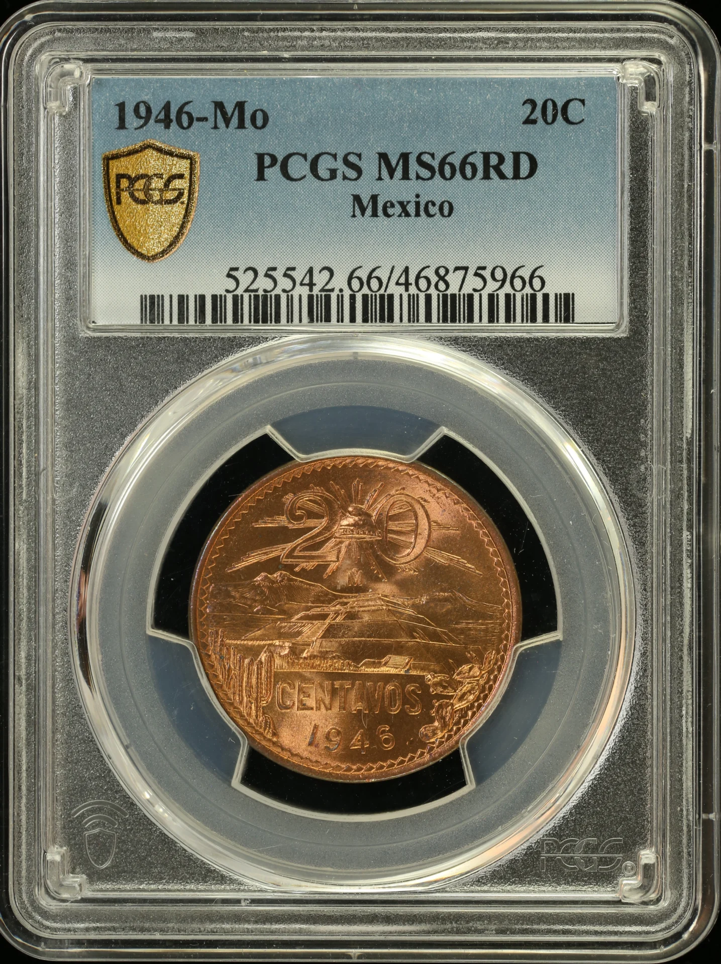20 Centavo Mexican Coins Modern Silver & Minors Modern Silver & Minors 20 Centavo 1946 Mo PCGS MS66RD 0132588 Modern Silver & Minors 20 Centavo 1946 Mo PCGS MS66RD 0132588