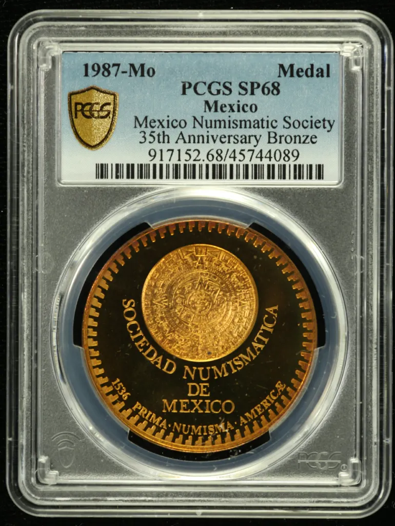 Medals & Tokens Numismatic Society of Mexico Bronze Medal 1987 Mo PCGS SP68 0132098