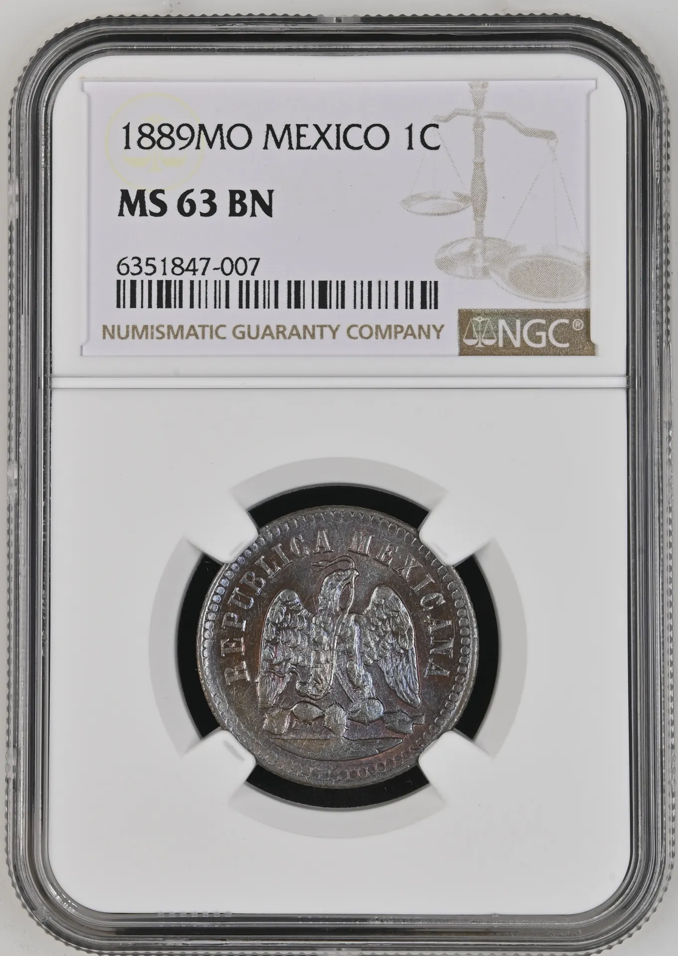 Mexican Coins Republic Silver & Minors Republic Silver & Minors Centavo 1889 Mo NGC MS63BN 0133433 Republic Silver & Minors Centavo 1889 Mo NGC MS63BN 0133433