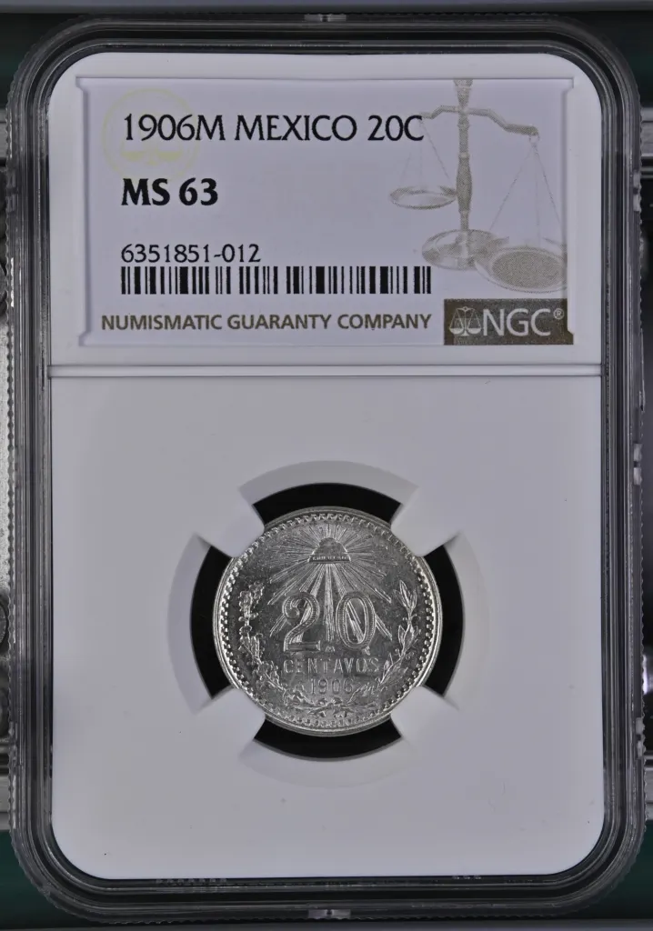 Modern Silver & Minors 20 Centavo 1906 M NGC MS63 0133572