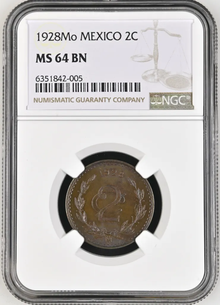 Modern Silver & Minors 2 Centavo 1928 Mo NGC MS64BN 0133592