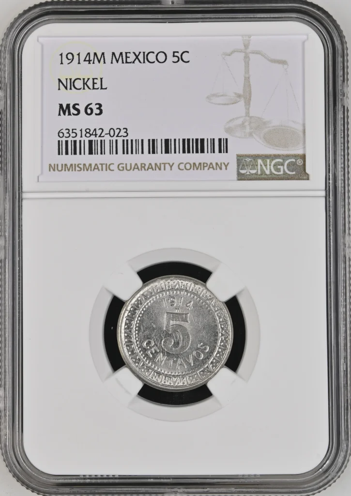 Modern Silver & Minors 5 Centavo 1914 M NGC MS63 0133630