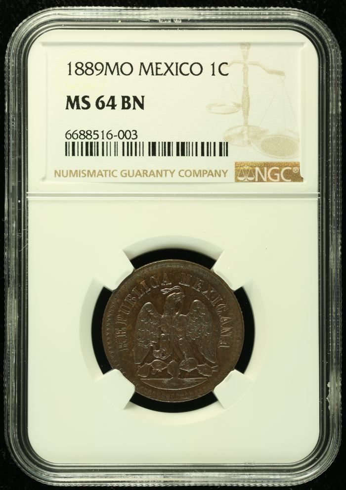 Republic Silver & Minors Centavo 1889 Mo NGC MS64BN 0133086Republic Silver & Minors Centavo 1889 Mo NGC MS64BN 0133086