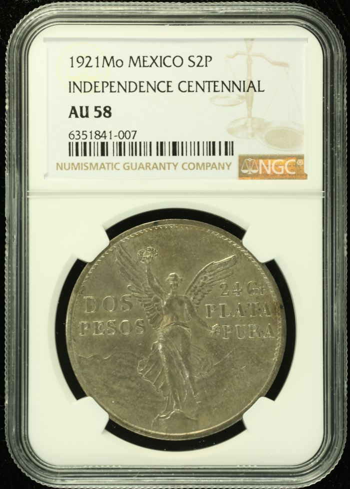 Modern Silver & Minors 2 Peso 1921 Mo NGC AU58 0133550Modern Silver & Minors 2 Peso 1921 Mo NGC AU58 0133550