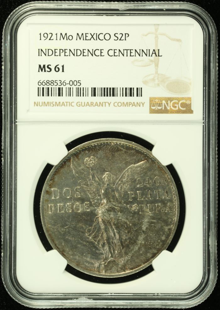 Modern Silver & Minors 2 Peso 1921 Mo NGC MS61 0133021Modern Silver & Minors 2 Peso 1921 Mo NGC MS61 0133021