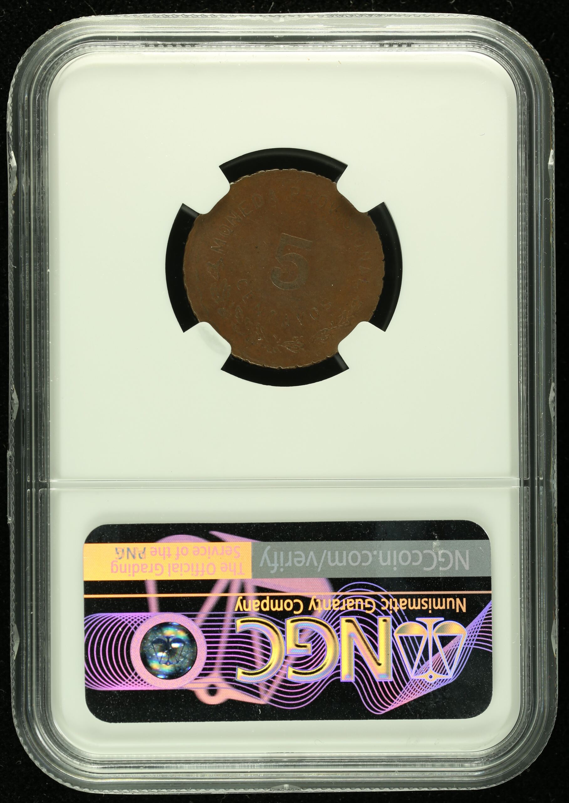 Mexican Coins Oaxaca Revolution Oaxaca 5 Centavo 1915 Oaxaca NGC AU58BN 0133695 Oaxaca 5 Centavo 1915 Oaxaca NGC AU58BN 0133695Oaxaca 5 Centavo 1915 Oaxaca NGC AU58BN 0133695 - Image 2