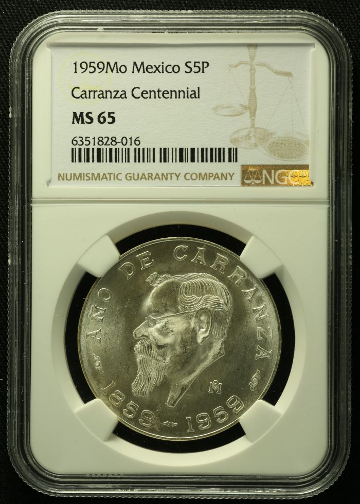 Modern Silver & Minors 5 Peso 1959 Mo NGC MS65 0133479Modern Silver & Minors 5 Peso 1959 Mo NGC MS65 0133479