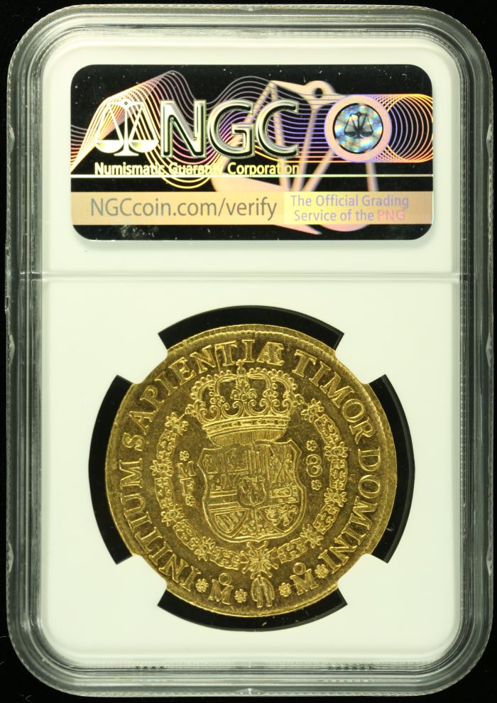 Colonial Gold 8 Escudos 1743 Mo MF NGC AU58 0133175Colonial Gold 8 Escudos 1743 Mo MF NGC AU58 0133175 - Image 2