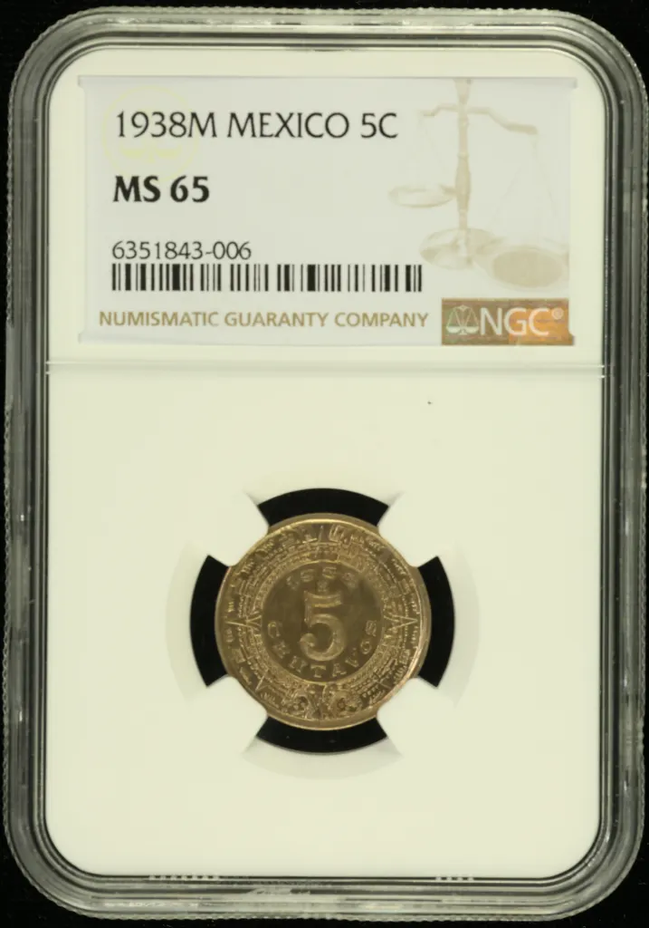 Modern Silver & Minors 5 Centavo 1938 M NGC MS65 0133639
