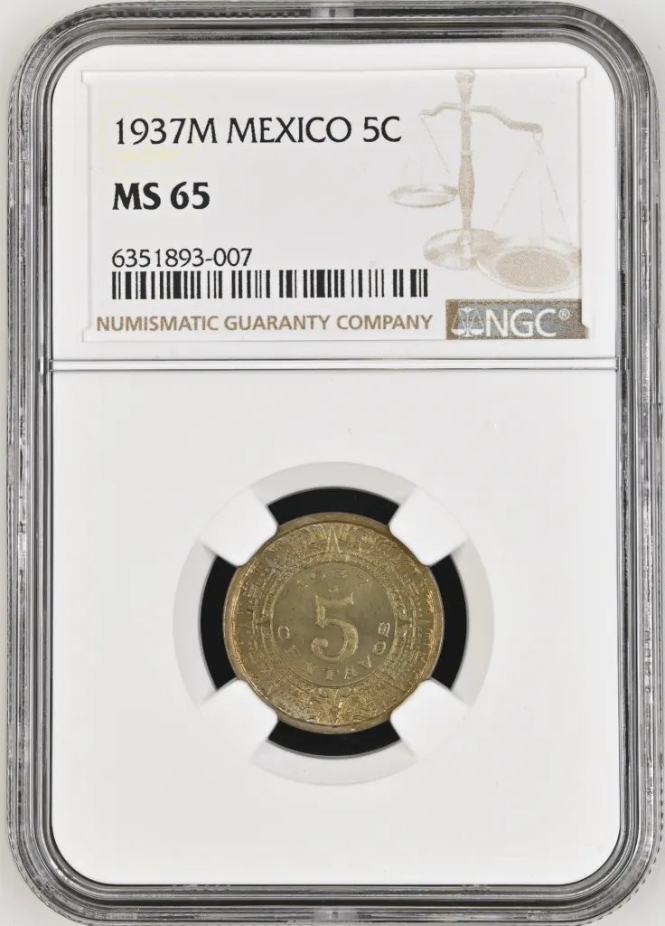 Modern Silver & Minors 5 Centavo 1937 M NGC MS65 0134059
