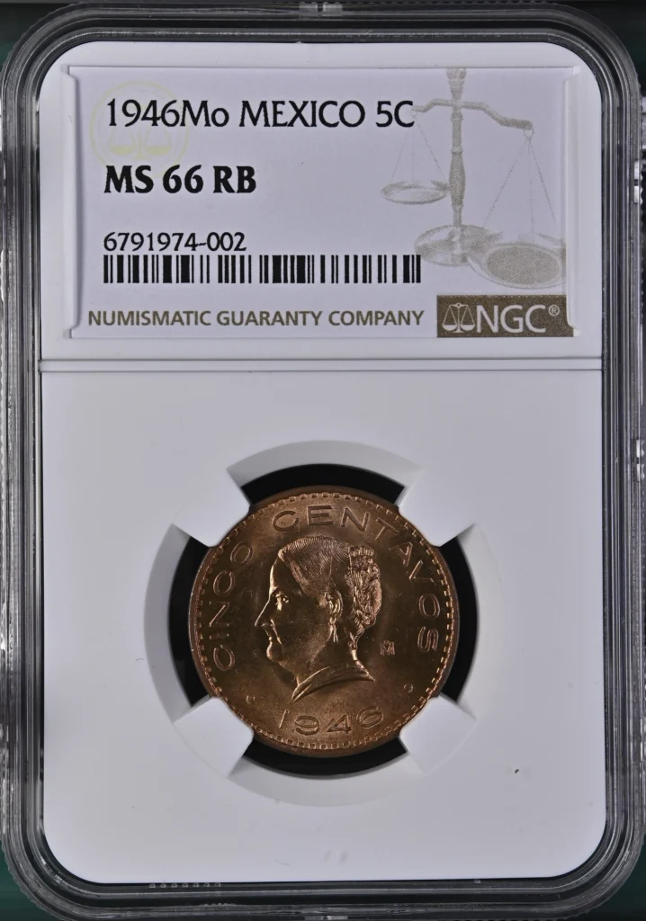 Modern Silver & Minors 5 Centavo 1946 Mo NGC MS66RB 0134113