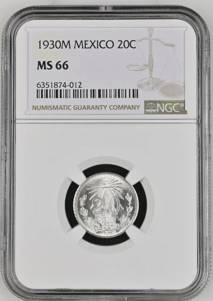 Modern Silver & Minors 20 Centavo 1930 M NGC MS66 0134299
