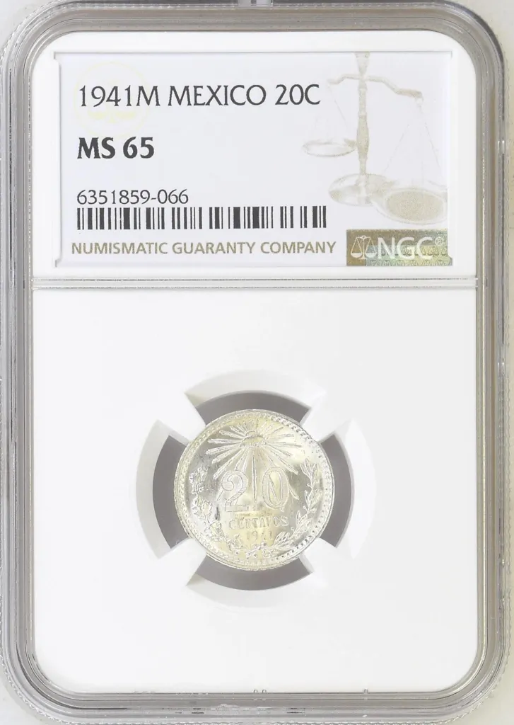 Modern Silver & Minors 20 Centavo 1941 M NGC MS65 0134419