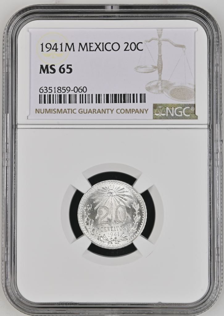 Modern Silver & Minors 20 Centavo 1941 M NGC MS65 0134423