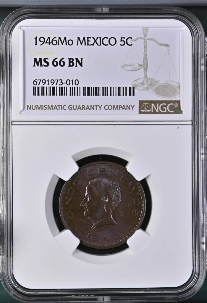 Modern Silver & Minors 5 Centavo 1946 Mo NGC MS66BN 0134109