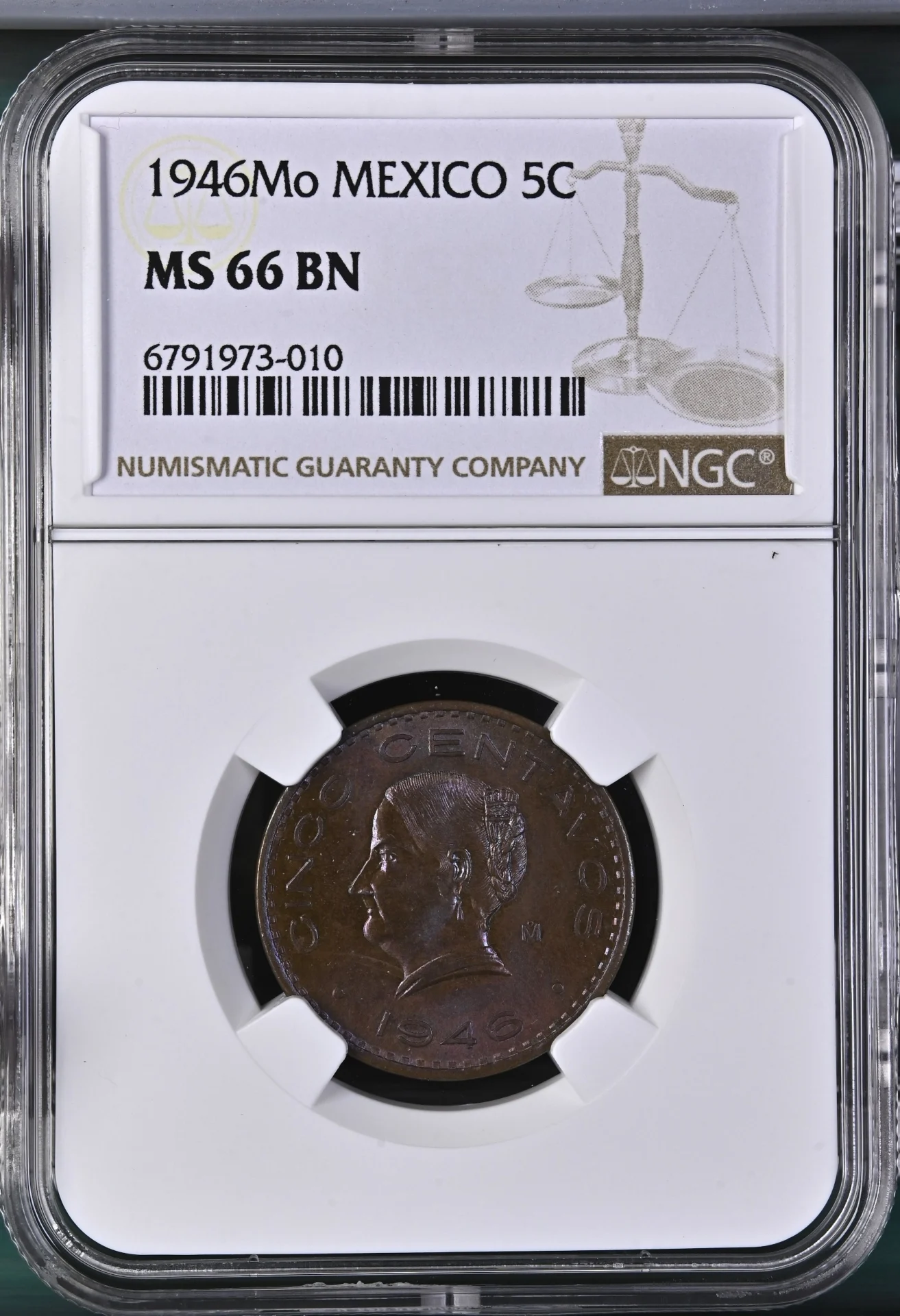 5 Centavo Mexican Coins Modern Silver & Minors Modern Silver & Minors 5 Centavo 1946 Mo NGC MS66BN 0134109 Modern Silver & Minors 5 Centavo 1946 Mo NGC MS66BN 0134109Modern Silver & Minors 5 Centavo 1946 Mo NGC MS66BN 0134109