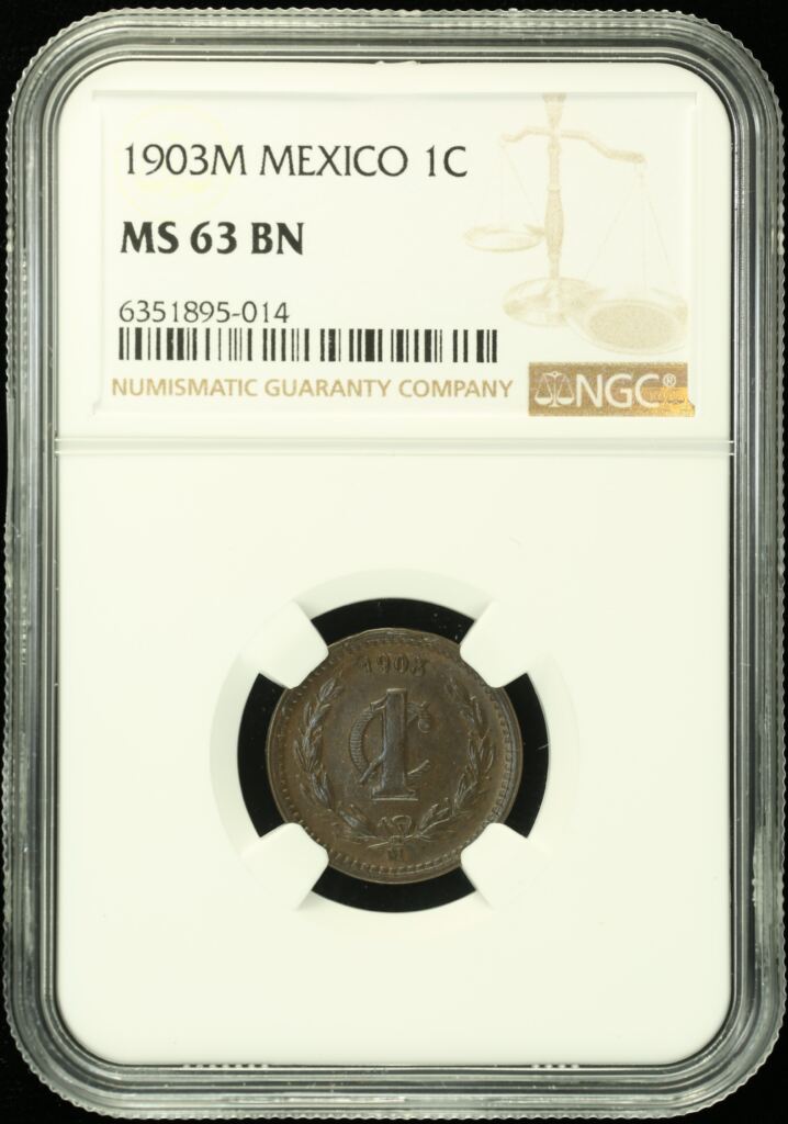 Mexican Coins Republic Silver & Minors Republic Silver & Minors Centavo 1903 M NGC MS63BN 0134033 Republic Silver & Minors Centavo 1903 M NGC MS63BN 0134033Property of World Numismatics