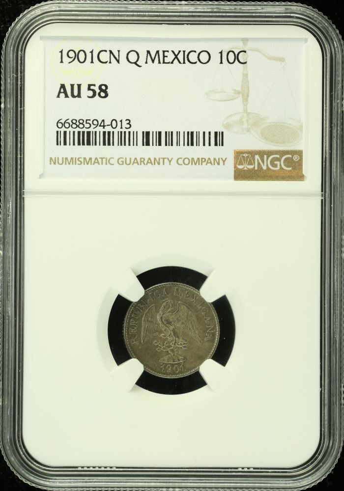 Republic Silver & Minors 10 Centavo 1901 Cn Q NGC AU58 0134761Republic Silver & Minors 10 Centavo 1901 Cn Q NGC AU58 0134761