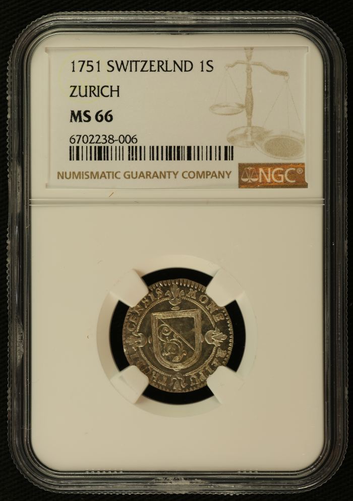 Switzerland Schilling 1751 Zurich NGC MS66 0134983Switzerland Schilling 1751 Zurich NGC MS66 0134983