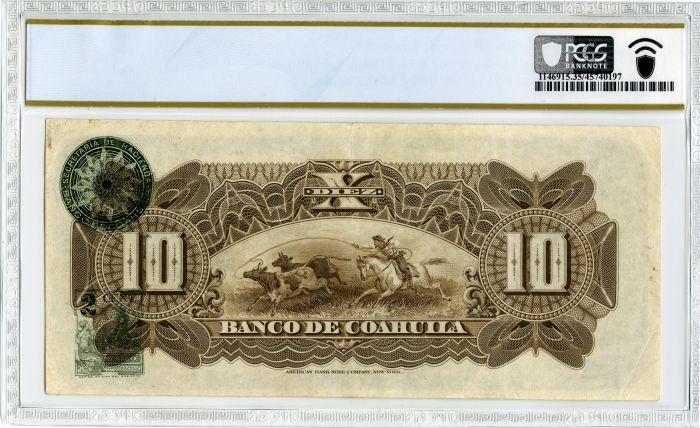 Bancos 10 Pesos 1914 Coahuila M168c PCGS Ch VF35 f_34557Bancos 10 Pesos 1914 Coahuila M168c PCGS Ch VF35 f_34557 - Image 2