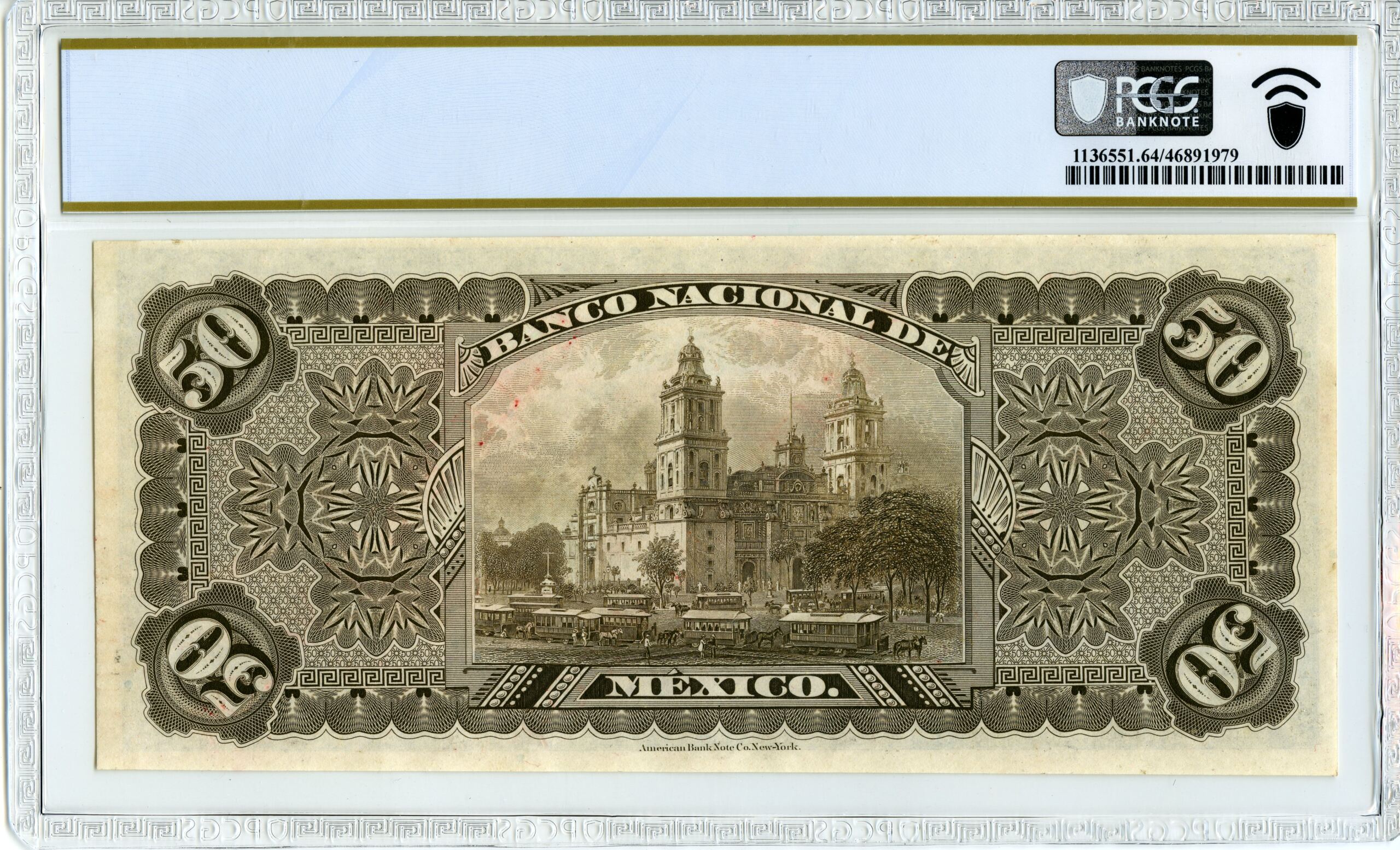 Bancos Currency Mexican Currency Bancos 50 Pesos ND(1885-1913) Distrito Federal M301r PCGS Ch UNC 64 f_34560 Bancos 50 Pesos ND(1885-1913) Distrito Federal M301r PCGS Ch UNC 64 f_34560Bancos 50 Pesos ND(1885-1913) Distrito Federal M301r PCGS Ch UNC 64 f_34560 - Image 2