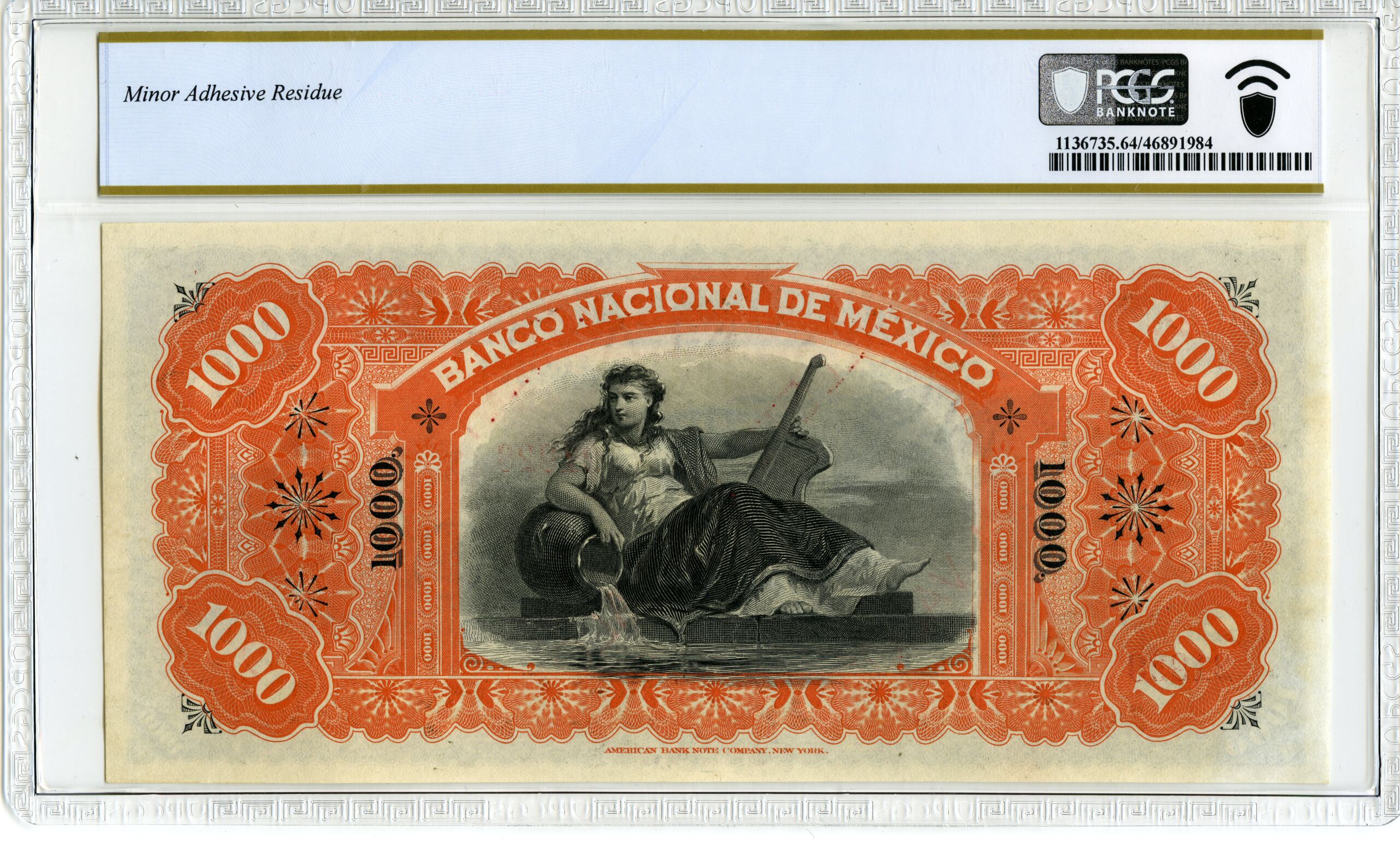 Bancos Currency Mexican Currency Bancos 1,000 Pesos ND(1885-1913) Distrito Federal M305r PCGS Ch UNC 64 f_34563 Bancos 1,000 Pesos ND(1885-1913) Distrito Federal M305r PCGS Ch UNC 64 f_34563Bancos 1,000 Pesos ND(1885-1913) Distrito Federal M305r PCGS Ch UNC 64 f_34563 - Image 2