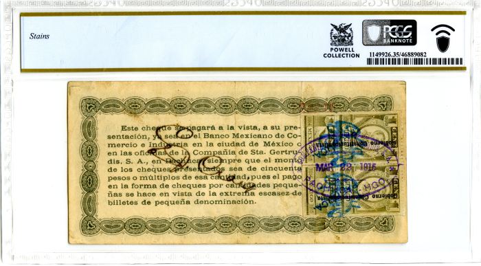 Revolutionary Currency 5 Pesos 1915 Hidalgo M2141a PCGS Ch VF35 f_34578Revolutionary Currency 5 Pesos 1915 Hidalgo M2141a PCGS Ch VF35 f_34578 - Image 2