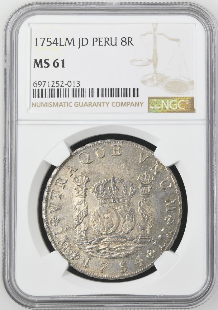 Peru 8 Reales 1754 Lm JD NGC MS61 0135153Peru 8 Reales 1754 Lm JD NGC MS61 0135153