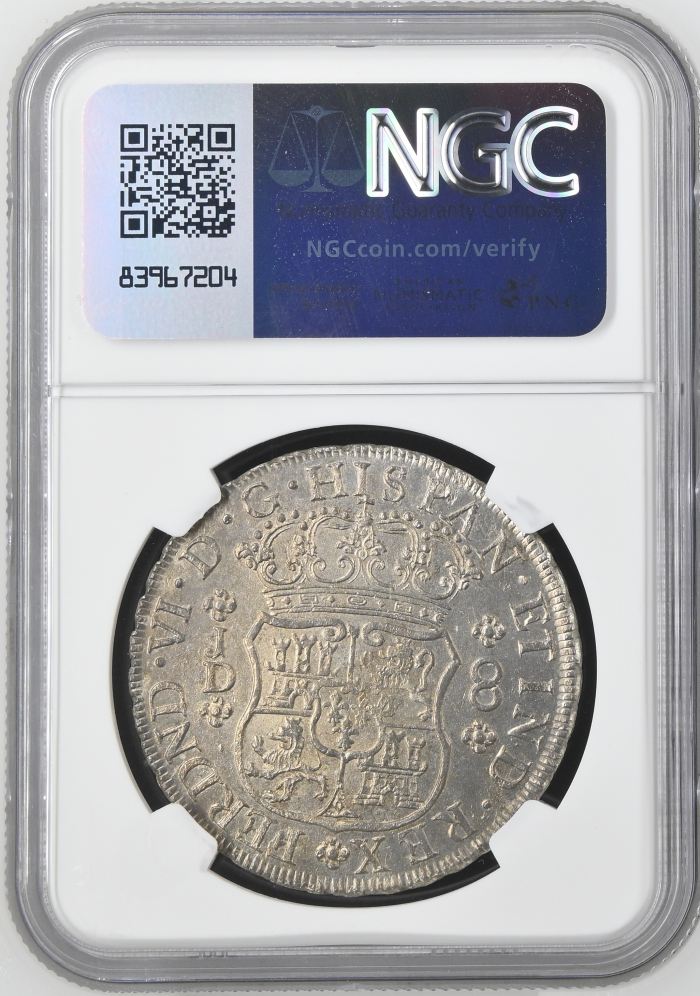 Peru 8 Reales 1754 Lm JD NGC MS61 0135153Peru 8 Reales 1754 Lm JD NGC MS61 0135153 - Image 2