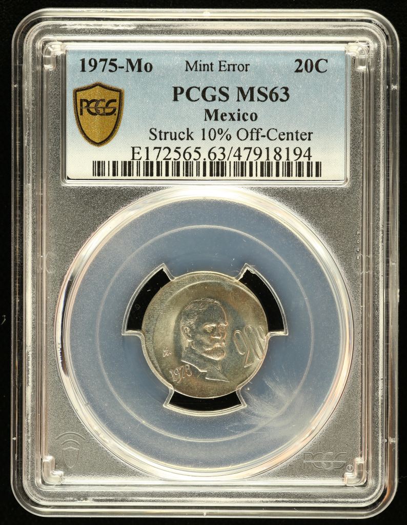 Mint Errors 20 Centavo 1975 Mo PCGS MS63 0135576