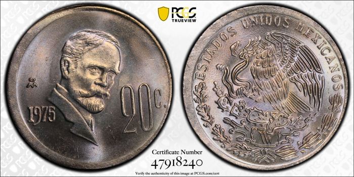 Mint Errors 20 Centavo 1975 Mo PCGS MS64 0135602Mint Errors 20 Centavo 1975 Mo PCGS MS64 0135602 - Image 3