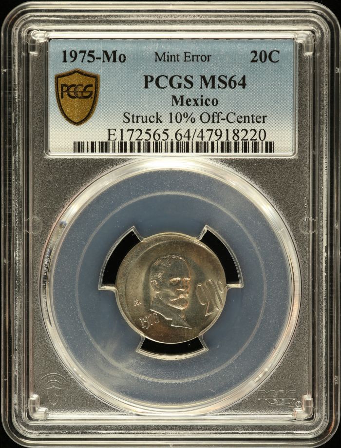 Mint Errors 20 Centavo 1975 Mo PCGS MS64 0135556Mint Errors 20 Centavo 1975 Mo PCGS MS64 0135556
