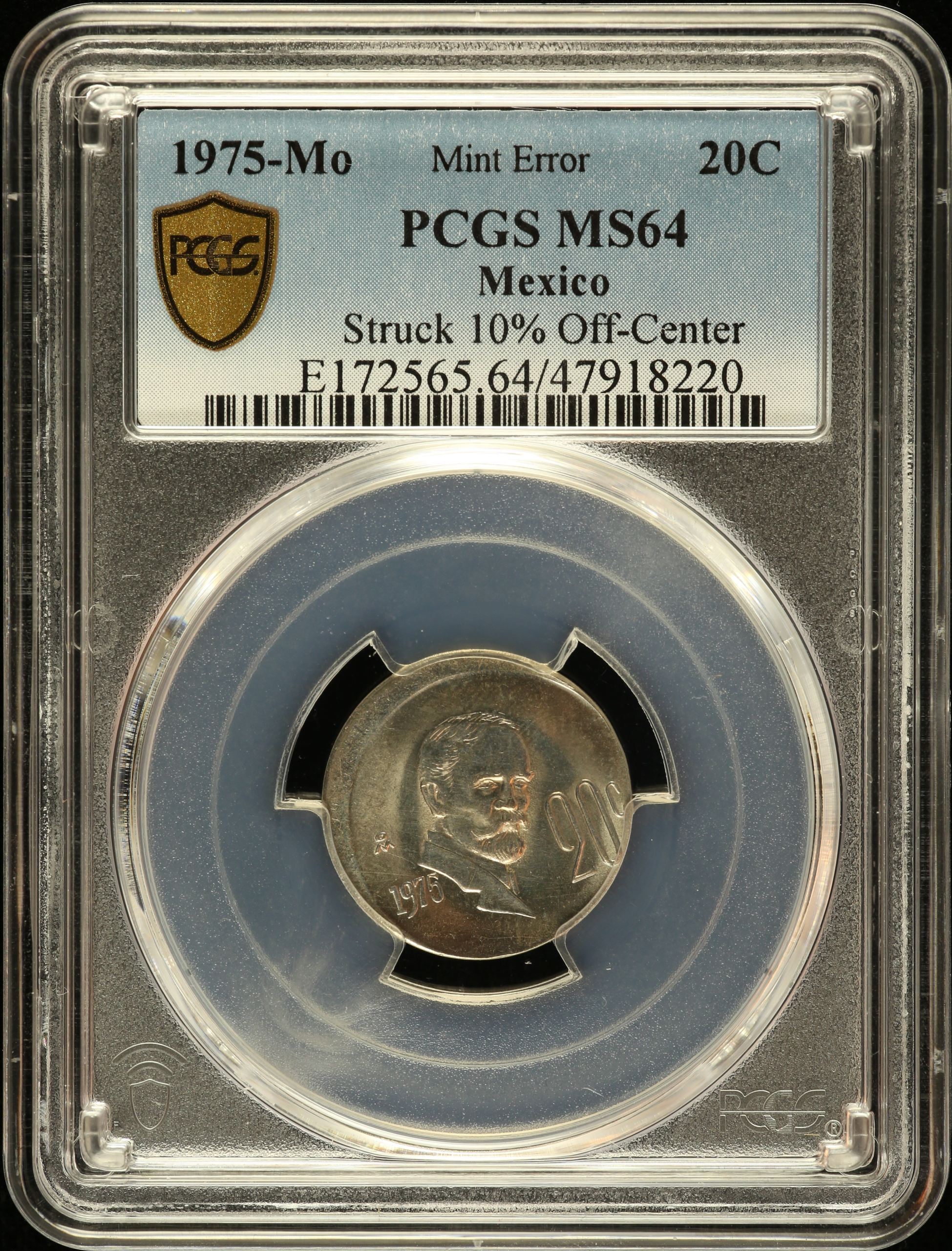 Mint Errors 20 Centavo 1975 Mo PCGS MS64 0135556