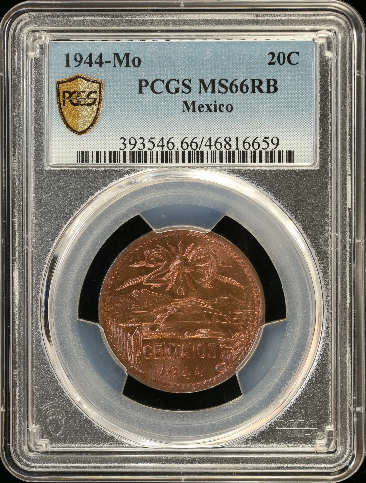 Modern Silver & Minors 20 Centavo 1944 Mo PCGS MS66RB 0135234