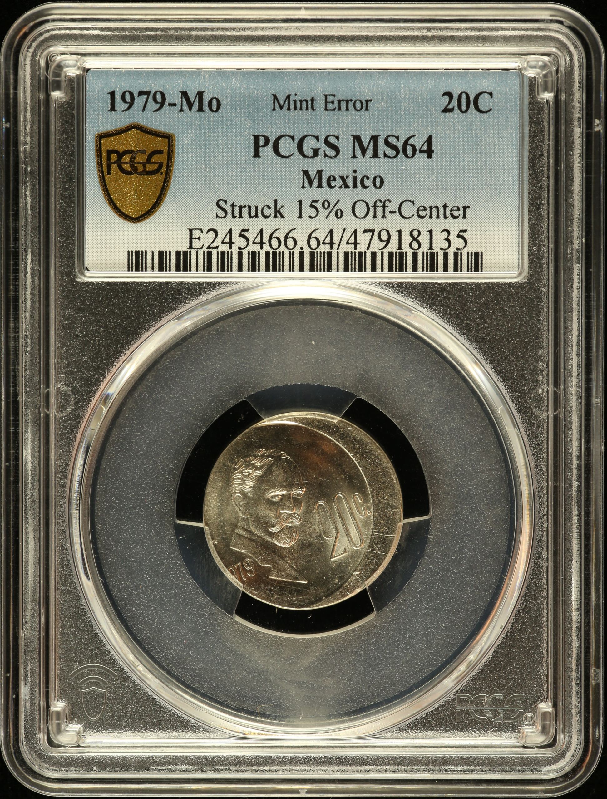 Mint Errors 20 Centavo 1979 Mo PCGS MS64 0135559