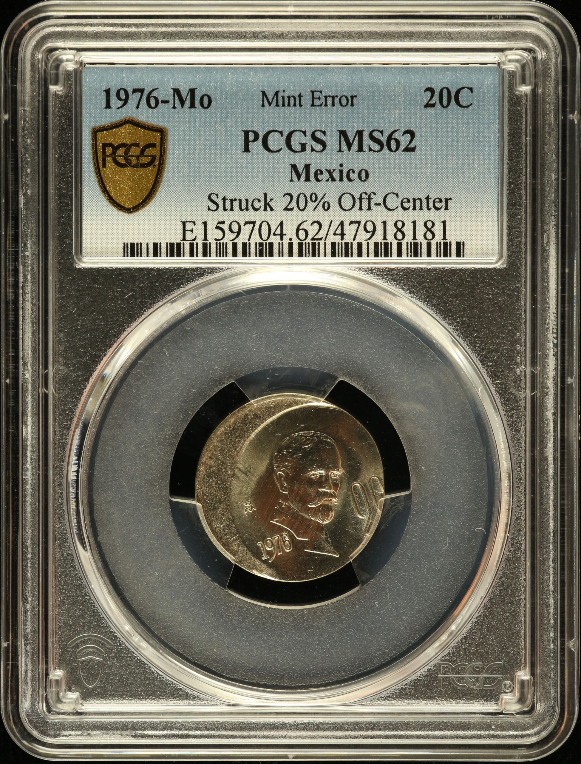 Mint Errors 20 Centavo 1976 Mo PCGS MS62 0135567