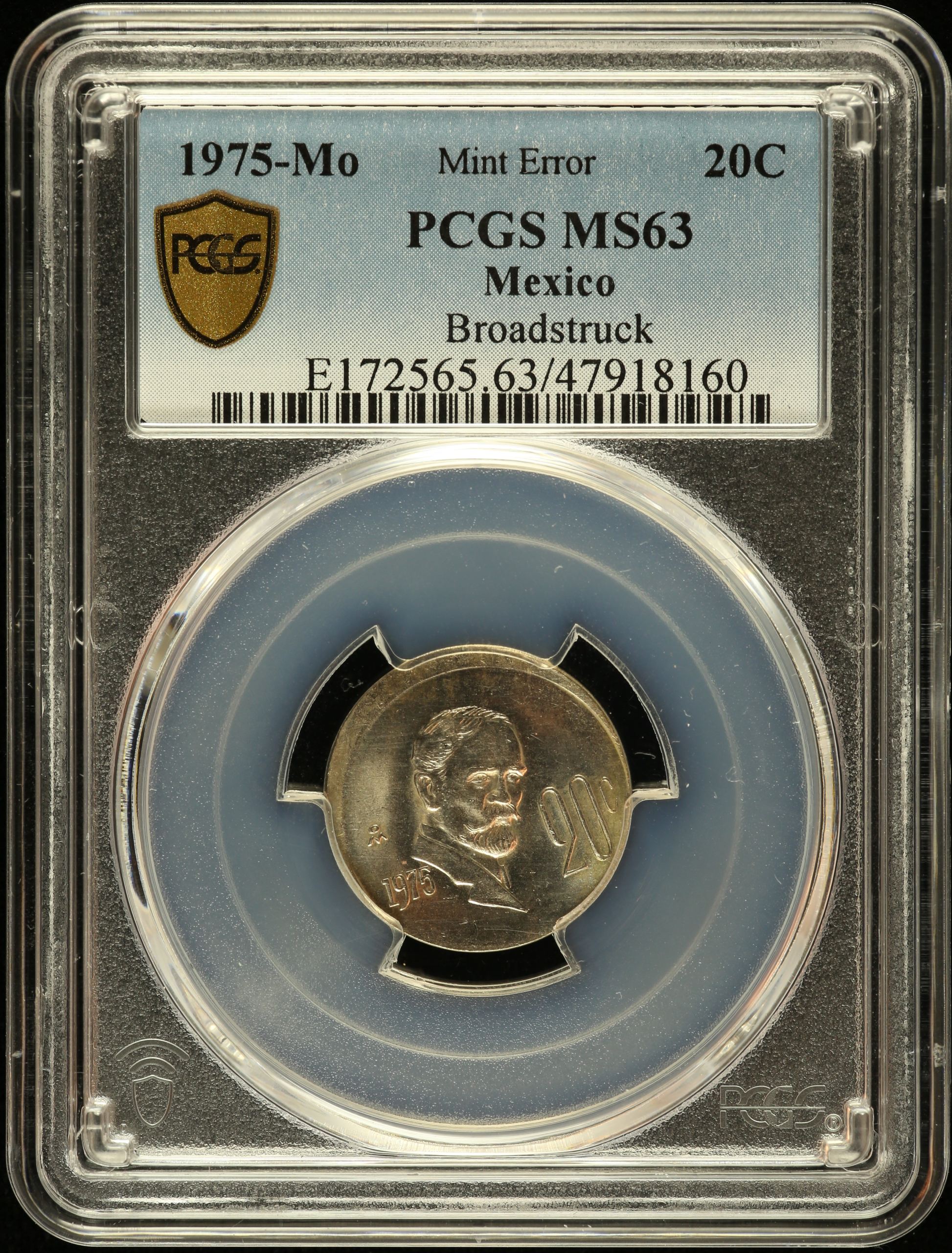 Mint Errors 20 Centavo 1975 Mo PCGS MS63 0135586