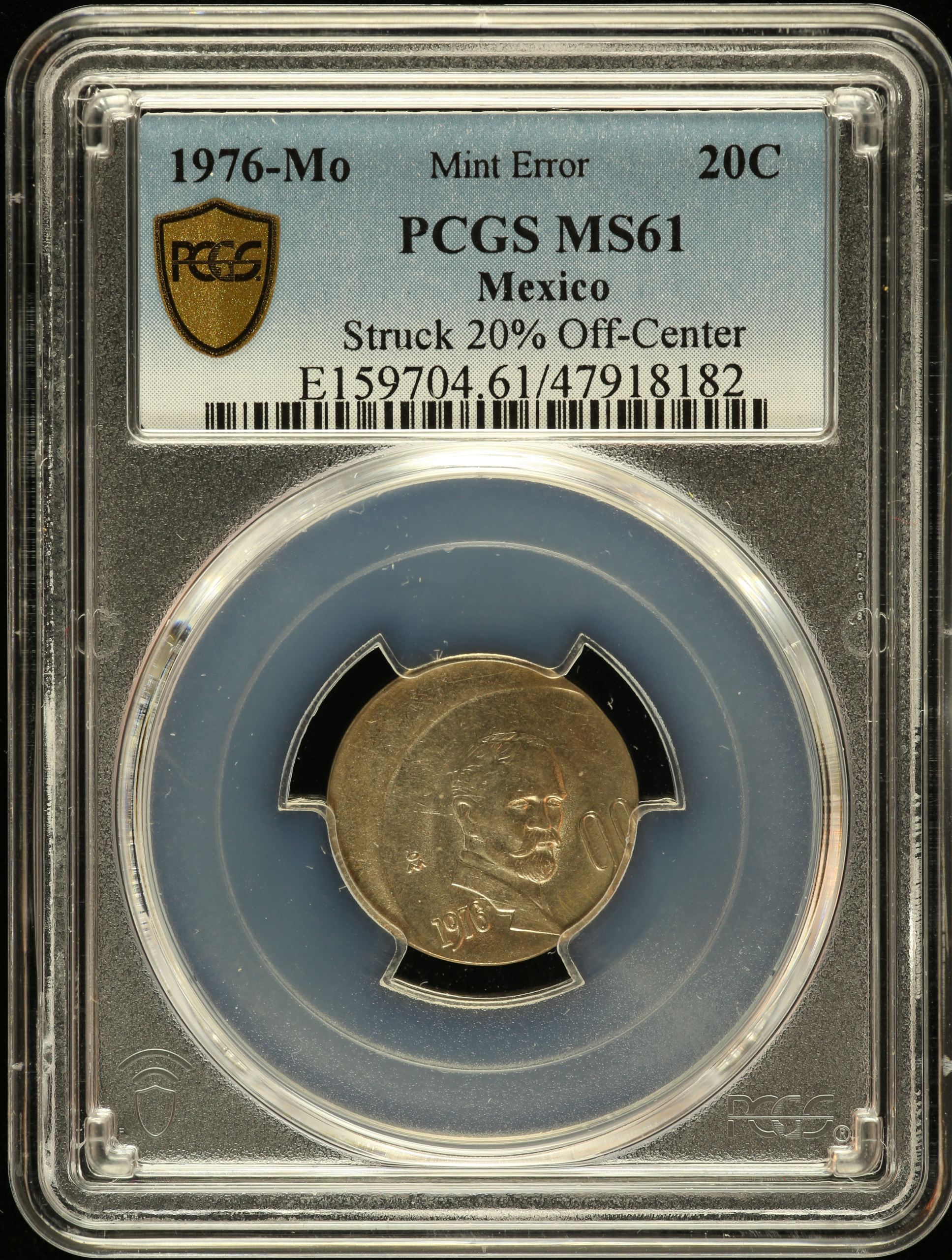 Mint Errors 20 Centavo 1976 Mo PCGS MS61 0135623