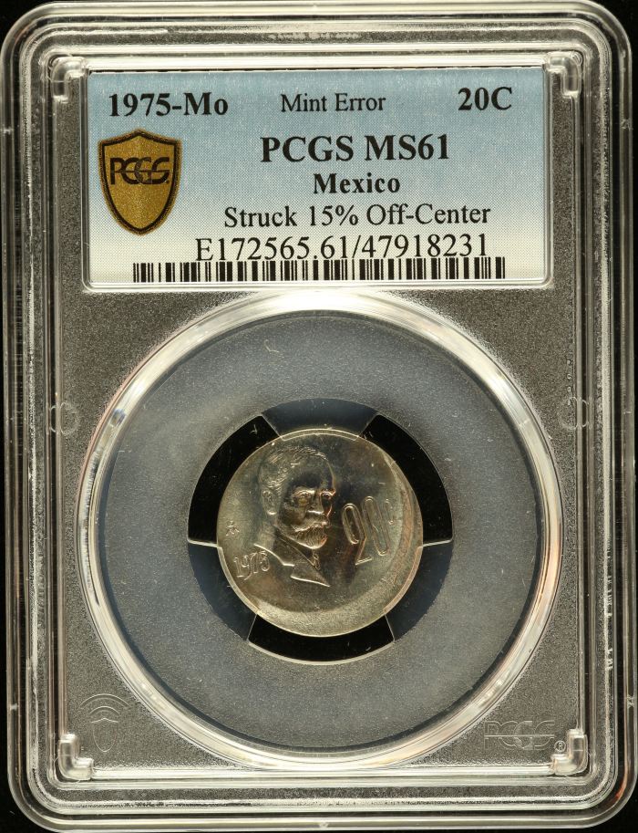 Mint Errors 20 Centavo 1975 Mo PCGS MS61 0135625Mint Errors 20 Centavo 1975 Mo PCGS MS61 0135625