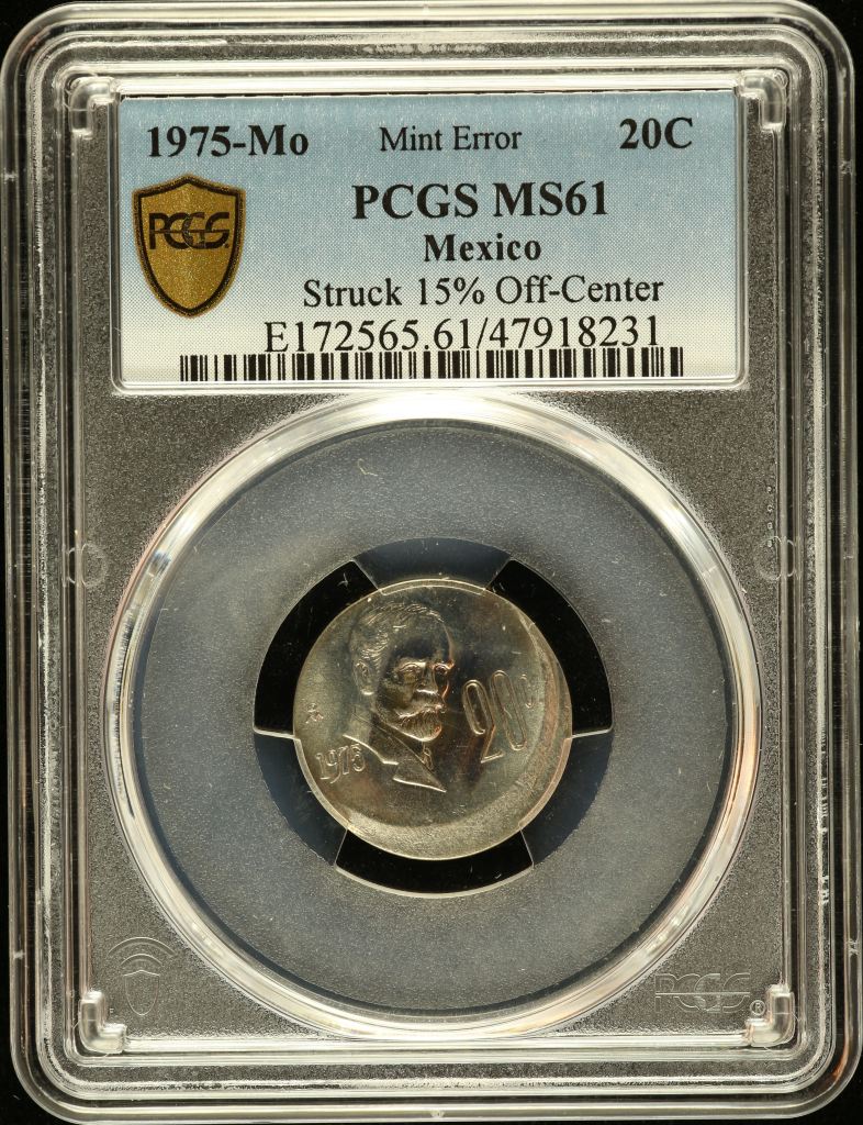 Mint Errors 20 Centavo 1975 Mo PCGS MS61 0135625