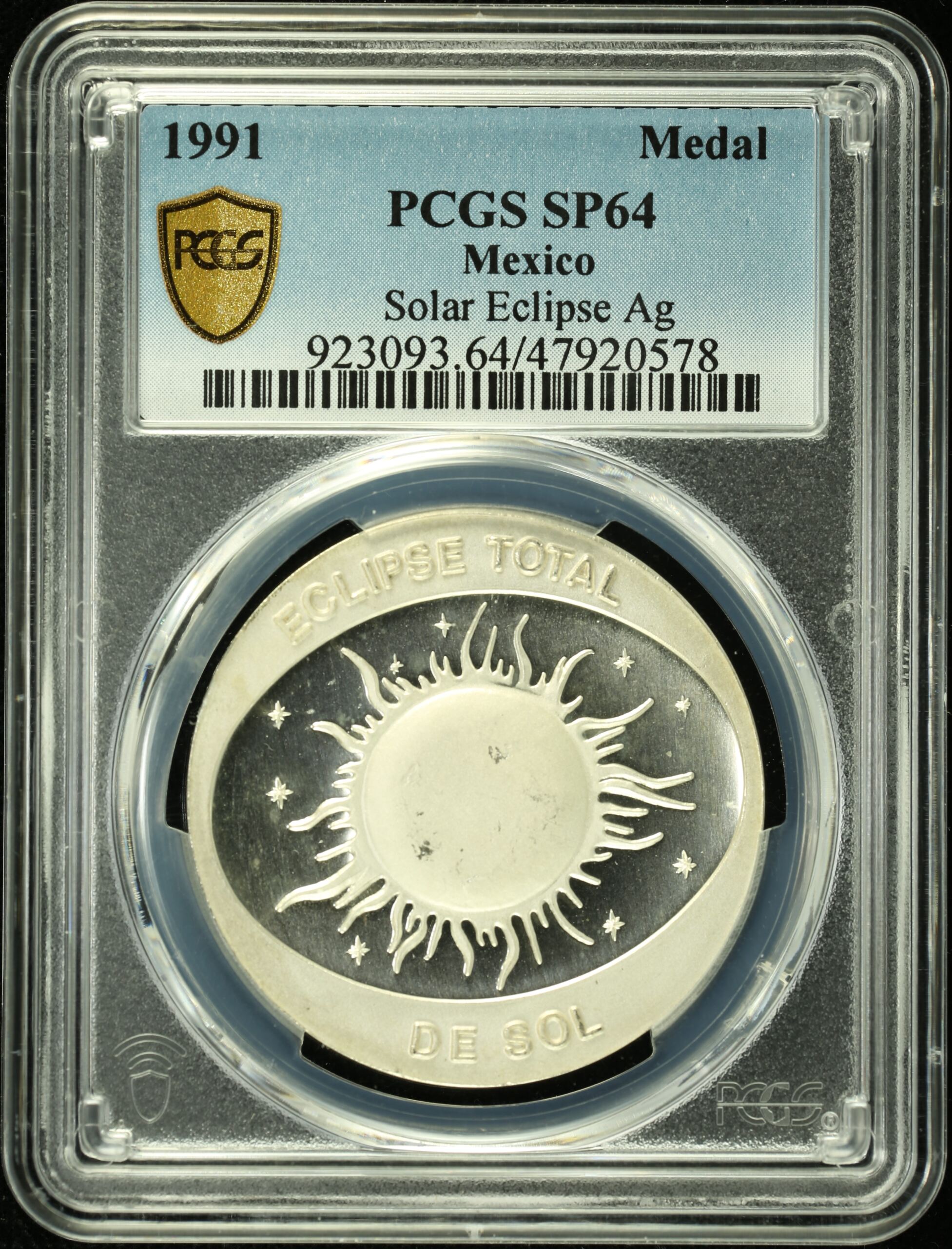 Medals & Tokens Solar Eclipse Medal 1991 PCGS SP64 0135489 | World