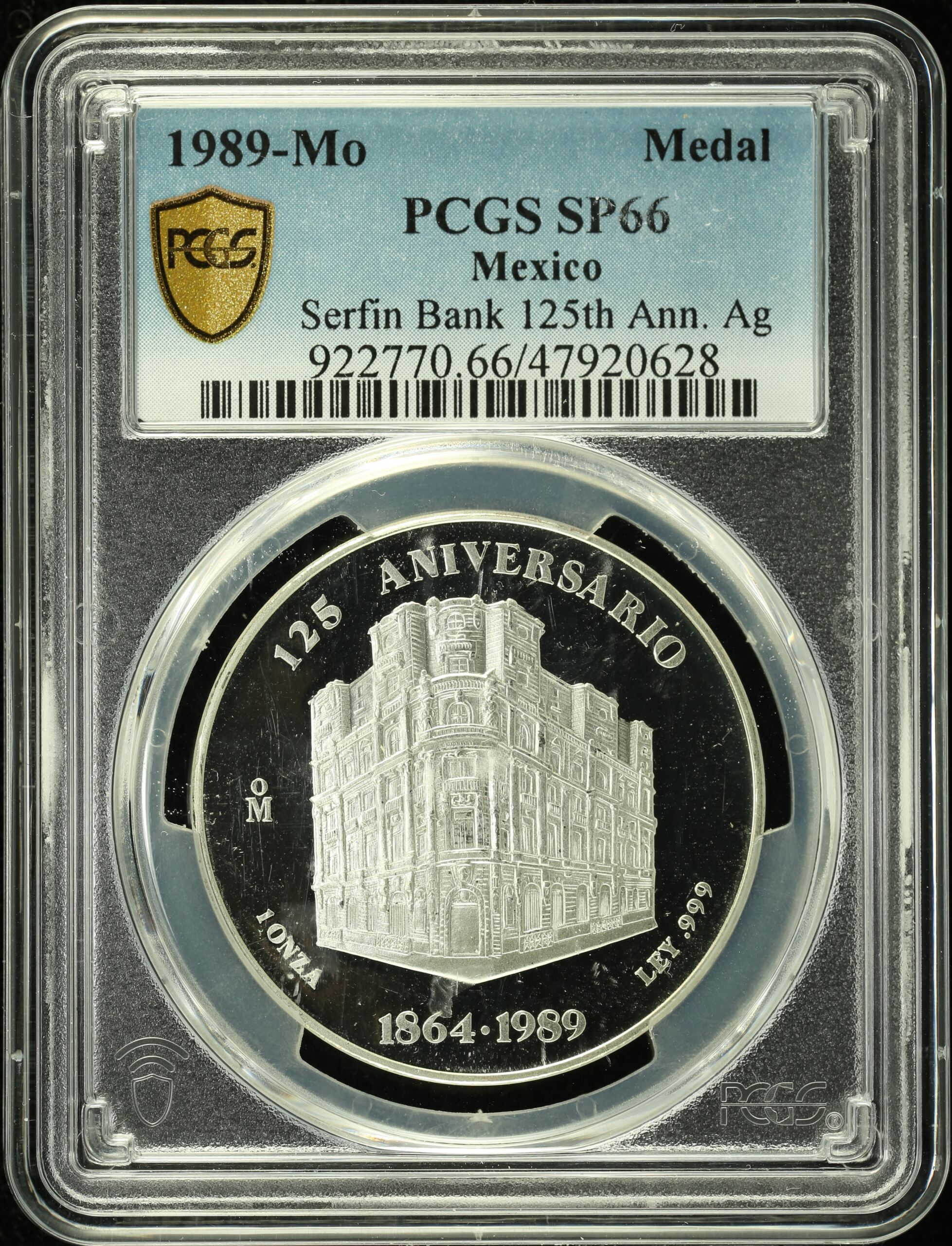 Medals & Tokens Mexican Coins Medals & Tokens Serfin Bank - 125th Anniversary Medal 1989 Mo PCGS SP66 0135500 Medals & Tokens Serfin Bank - 125th Anniversary Medal 1989 Mo PCGS SP66 0135500Medals & Tokens Serfin Bank - 125th Anniversary Medal 1989 Mo PCGS SP66 0135500