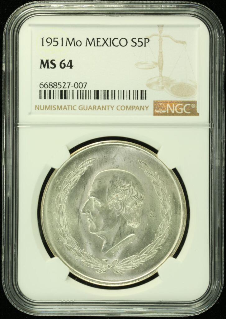 Modern Silver & Minors 5 Peso 1951 Mo NGC MS64 0135045