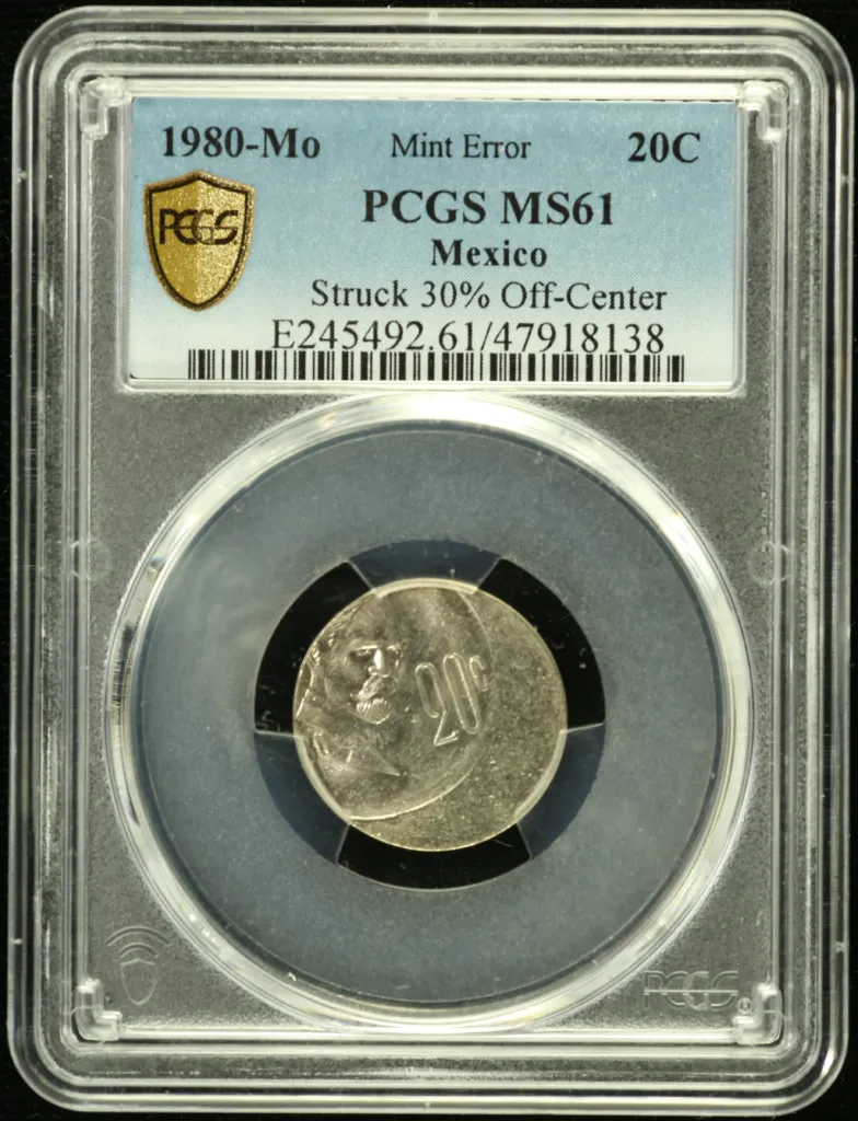 Mint Errors 20 Centavo 1980 Mo PCGS MS61 0135541