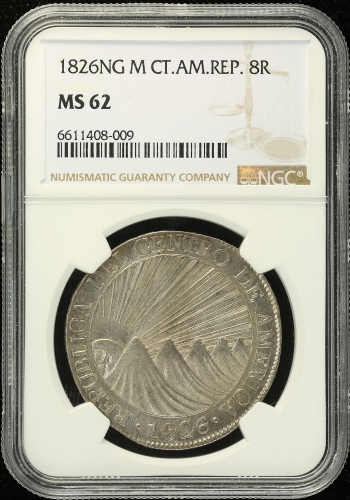 Central American Republic 8 Reales 1826 Ng M NGC MS62 0136010Central American Republic 8 Reales 1826 Ng M NGC MS62 0136010